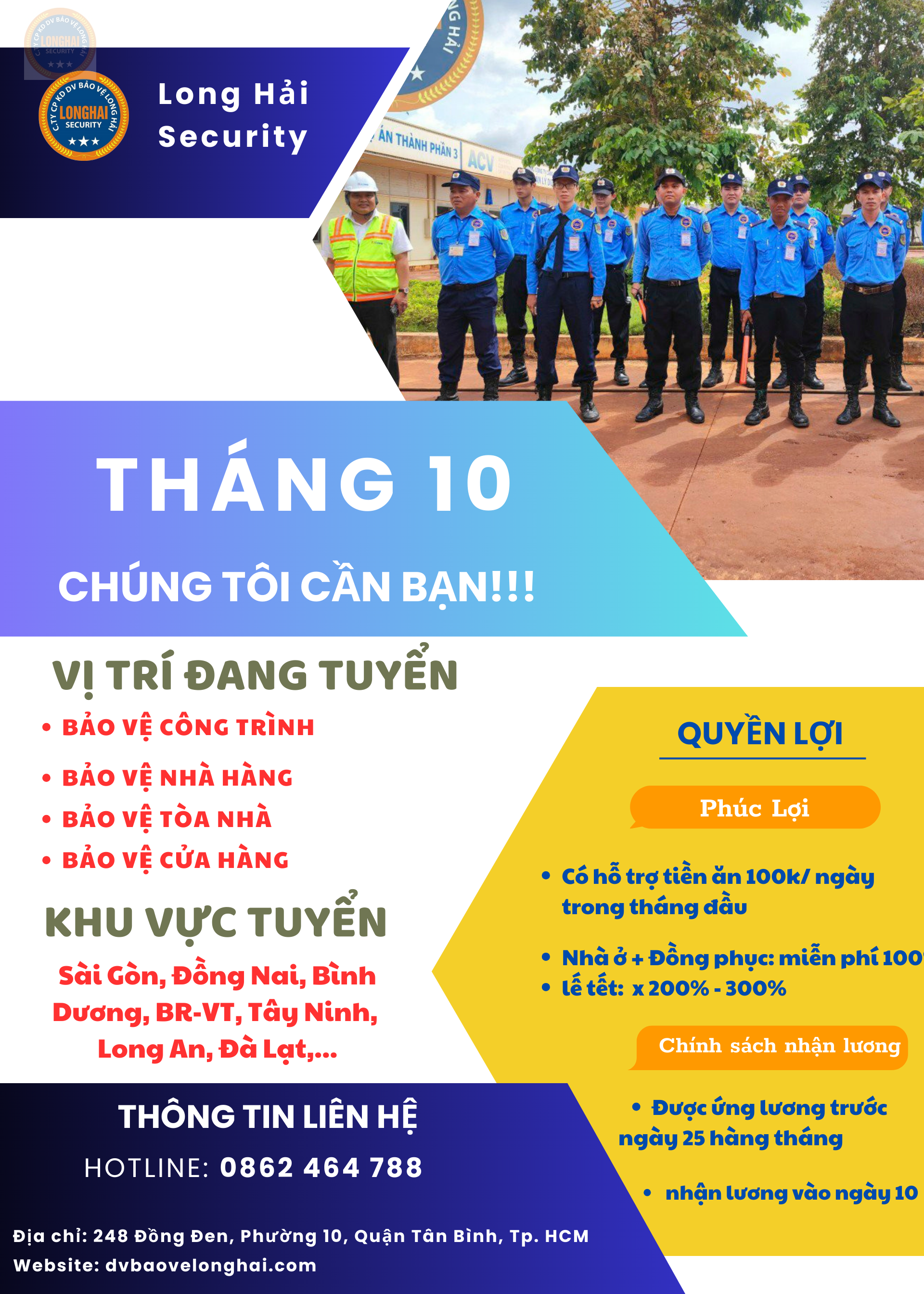 LONG HẢI SECURITY - TUYỂN DỤNG THÁNG 10